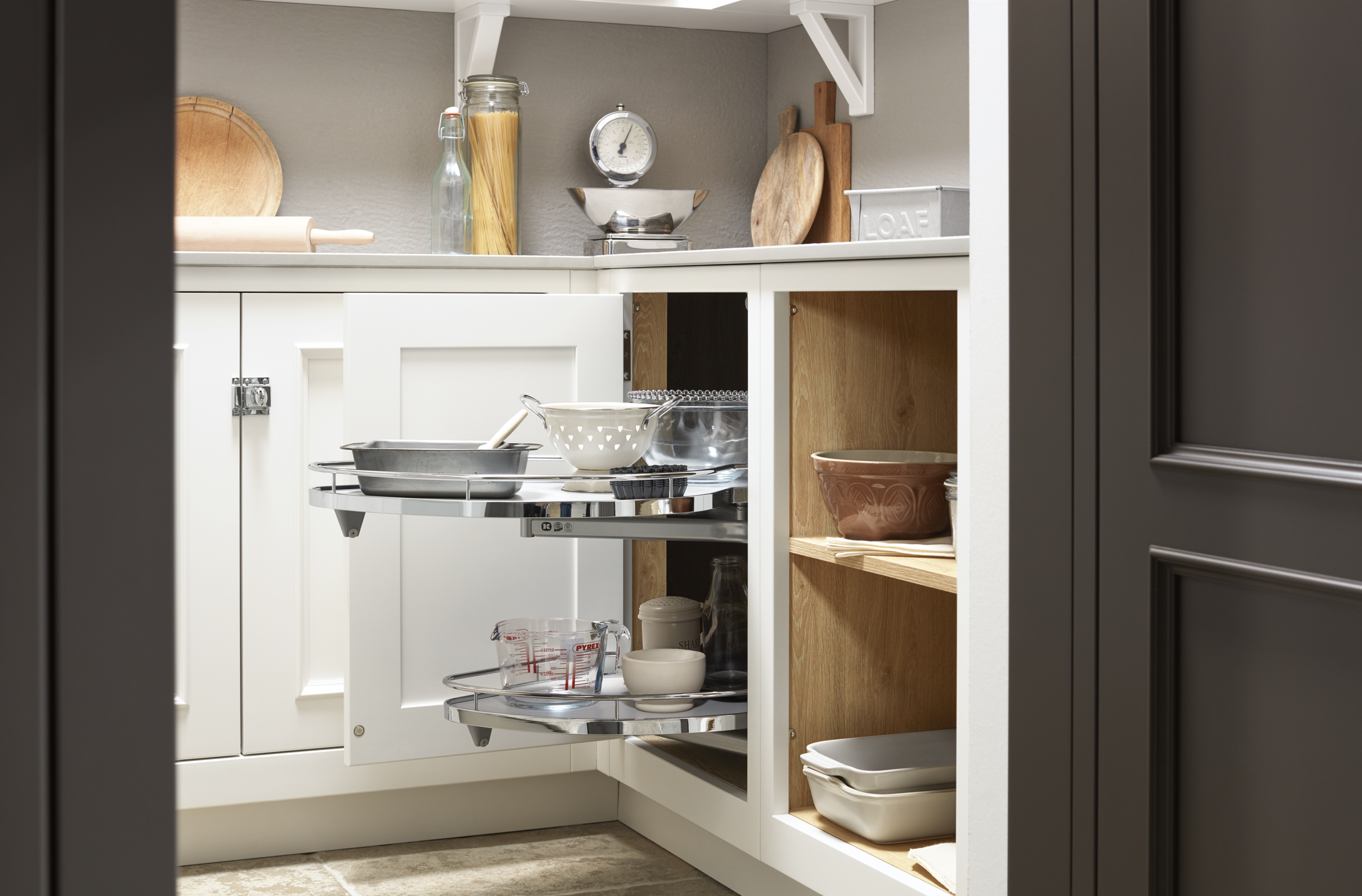 Kitchen larder with pull our drawers