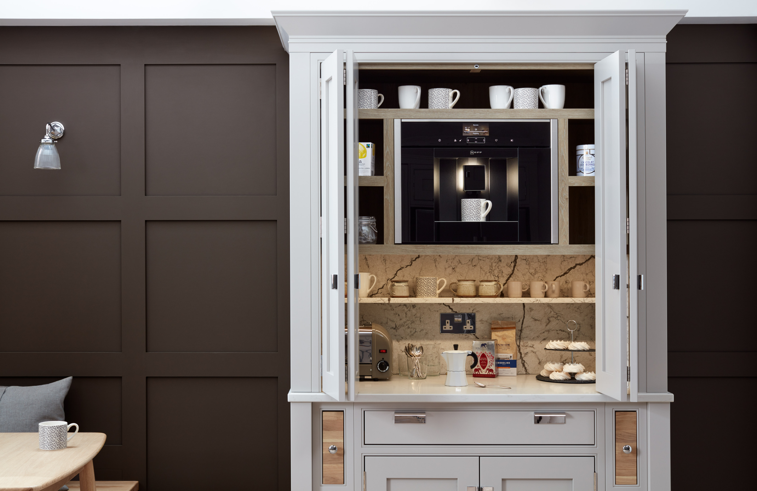 Kitchen larder painted grey