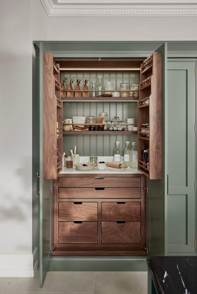 green painted pantry